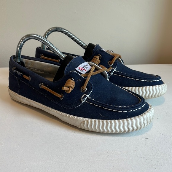 Sperry Shoes - Sperry Women’s America’s Cup Navy Slip On Boat Shoes Size 8